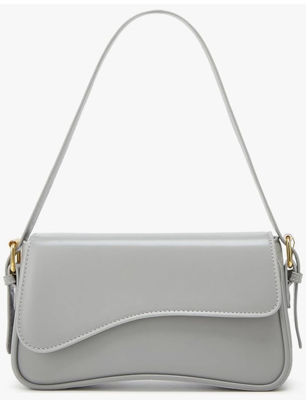 Sleek Grey Shoulder Bag – Minimal Leather-Style Handbag